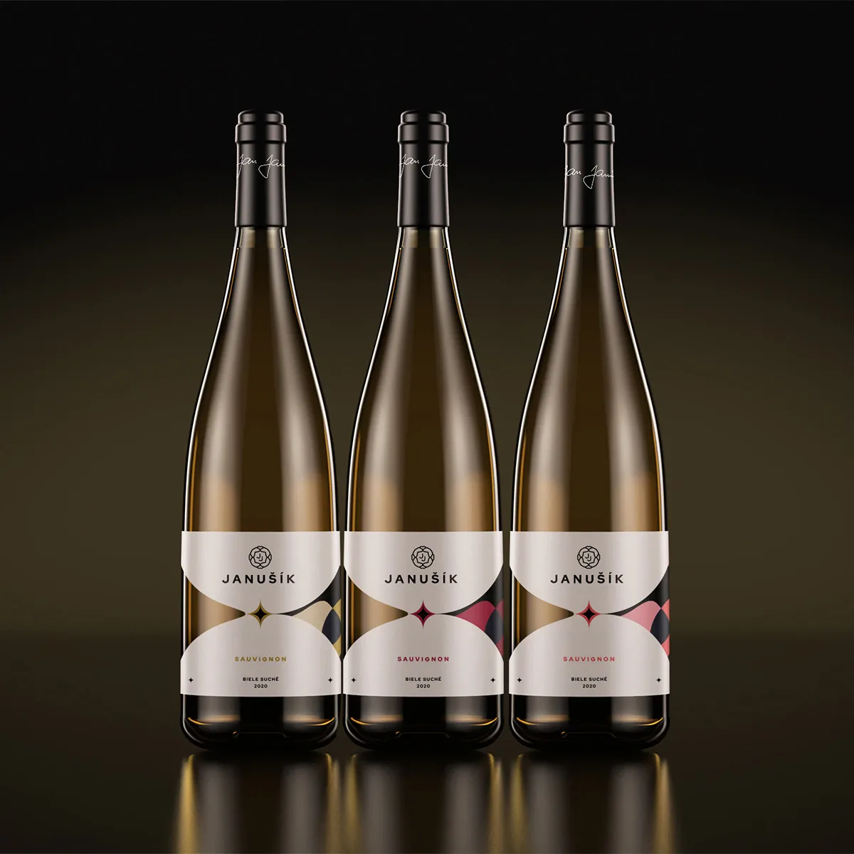Janušík Family Winery — identity and wine labels